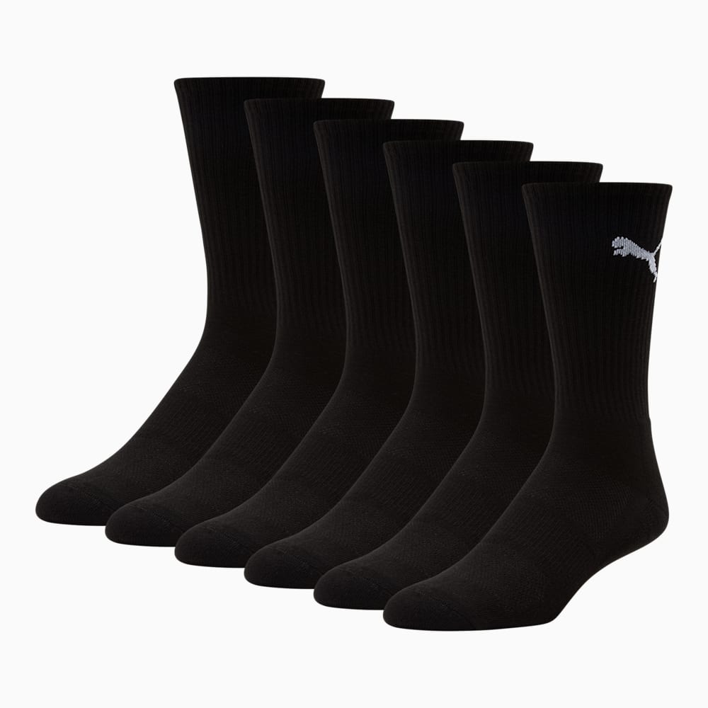 Men's Half-Terry Crew-Length Socks [3 Pairs], BLACK / WHITE, large
